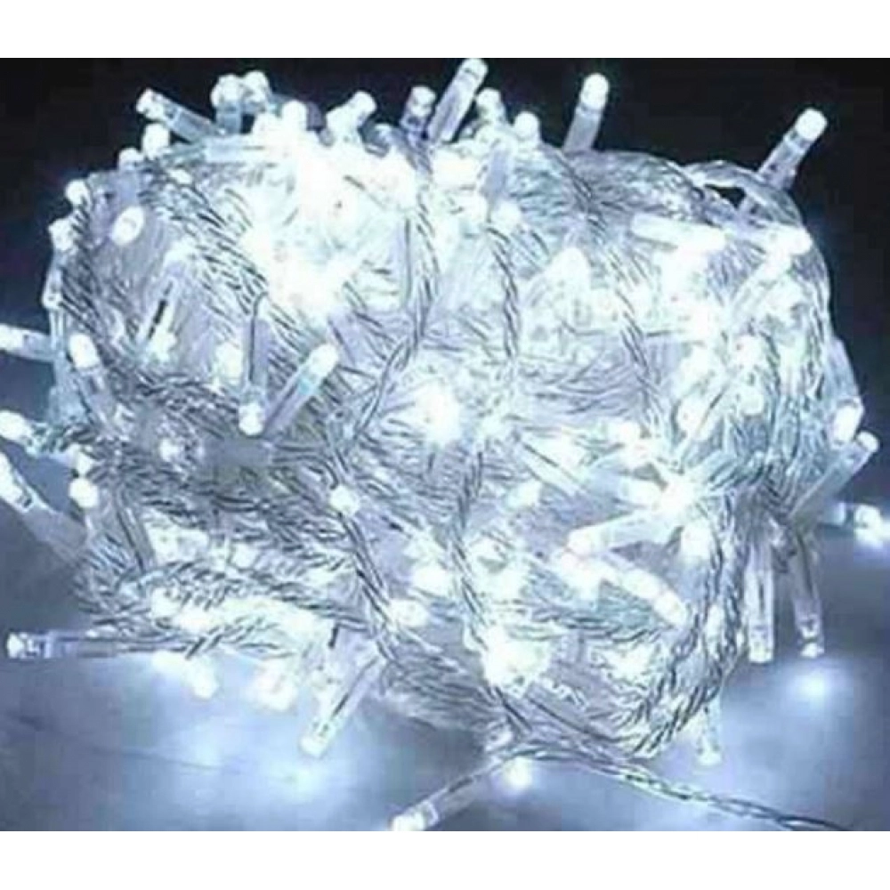 Pisca Pisca 100 Led 10 Metros 110V Branco Frio Fio Transparente - Natal
