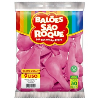 Balão 9 Liso Rosa Tutti Frutti c/50 São Roque