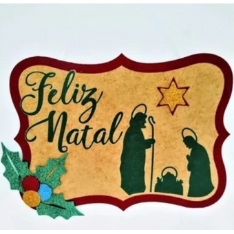 Placa MDF Feliz Natal Presépio Grinfest