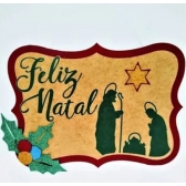 Placa MDF Feliz Natal Presépio Grinfest - Natal