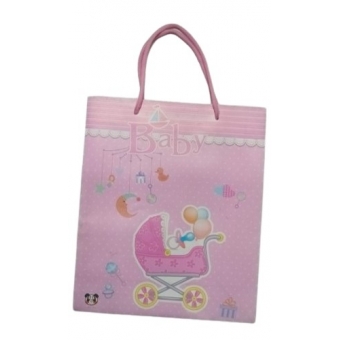 Sacola Plástica Chá de Bebê Baby Rosa