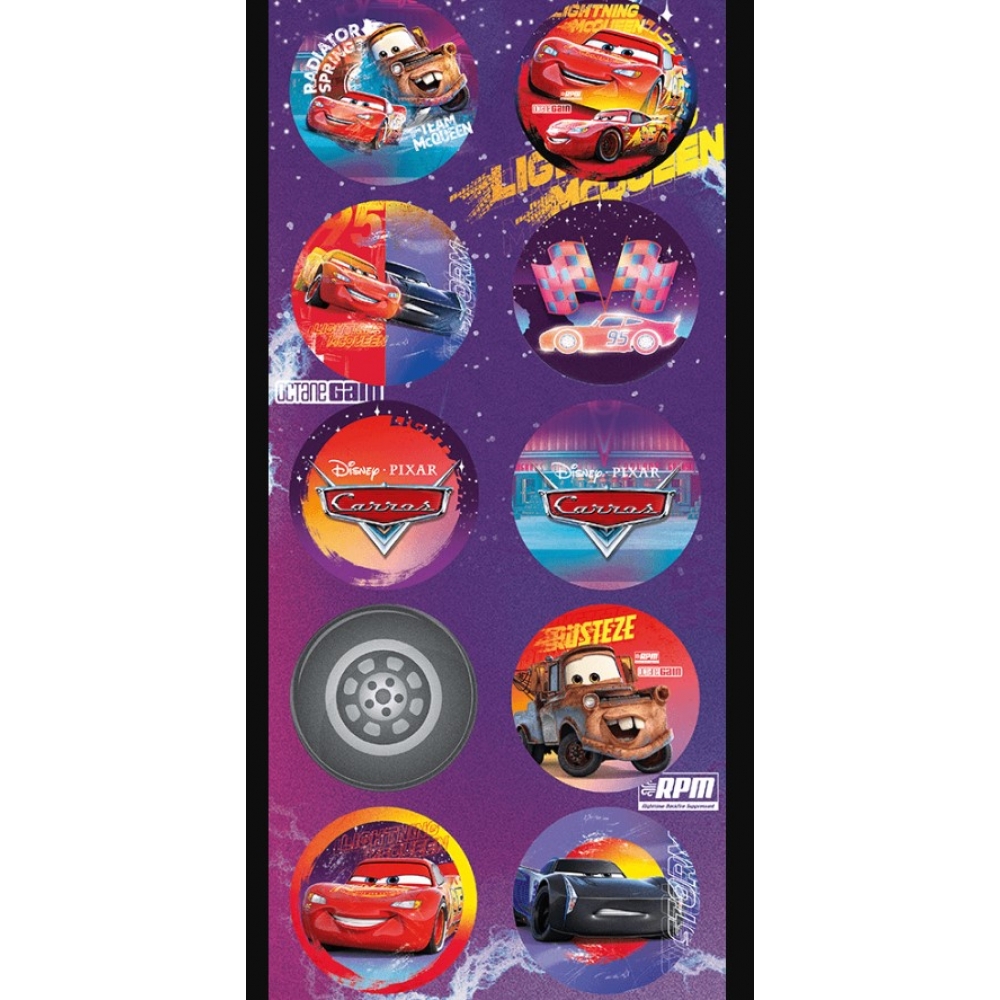 Adesivo Redondo Disney Carros c/30 Regina Festas - Temas Infantis