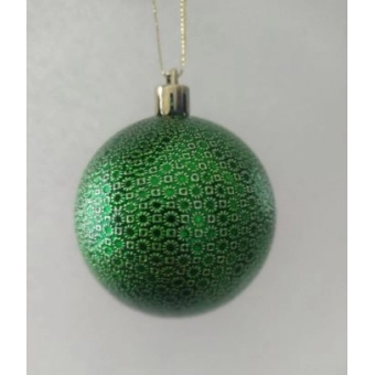 Enfeite Bola Natalina Decorada Verde 6cm c/8