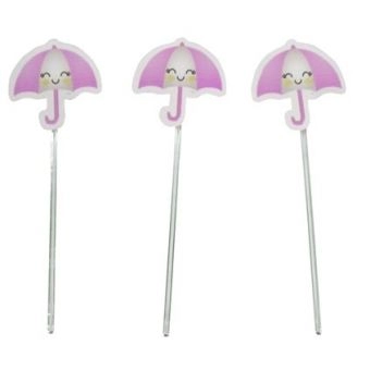 Topper Para Doces Chuva de Amor Guarda Chuva Rosa c/10 Image Fest