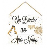 Placa MDF Um Brinde ao Ano Novo Grinfest - Natal