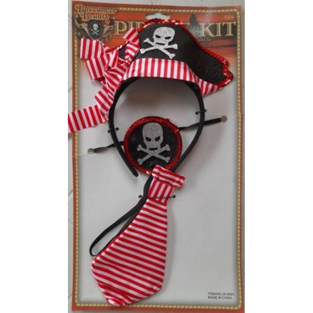 Kit Fantasia Pirata 3 Peças - Acessórios para fantasia