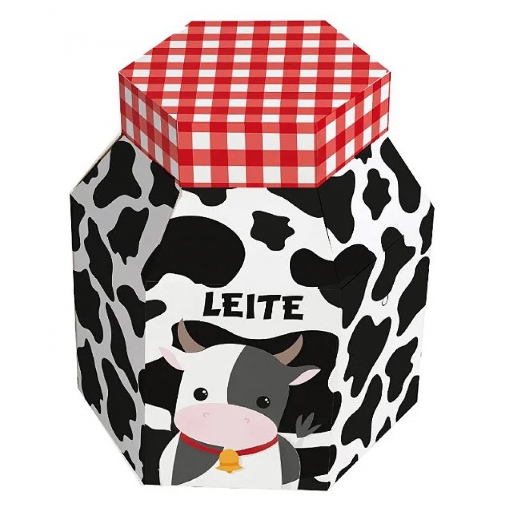 Caixa Leite Para Lembrancinha Fazendinha c/8 Cromus - Temas Infantis