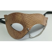 Máscara Veneza Couro Bege Com Corrente - Máscaras