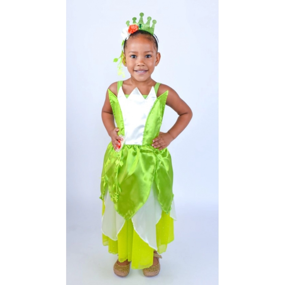 Fantasia Princesa Verde Tiana Infantil Muvilê - Fantasias Infantis