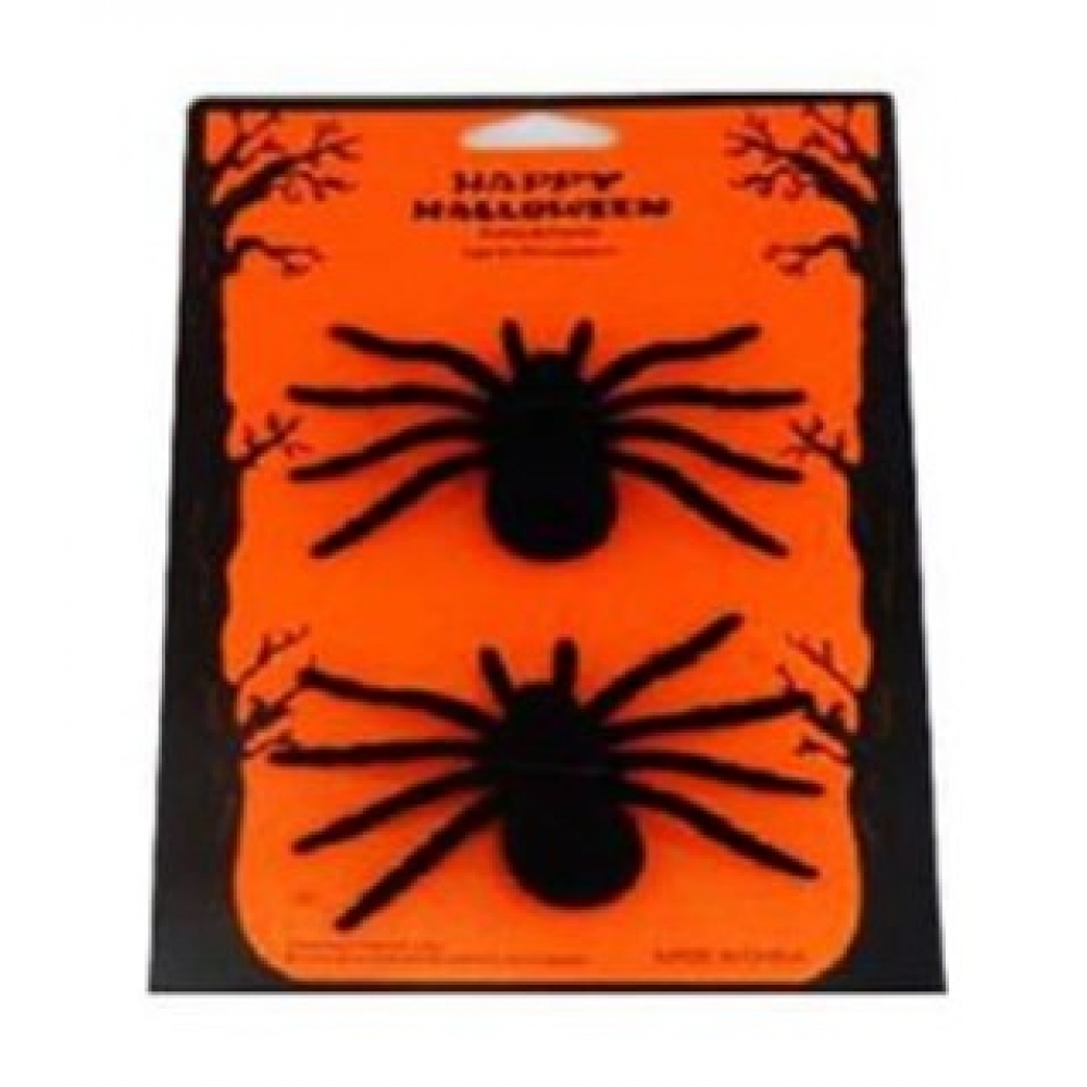 Aranha de Plástico Preta Aveludada Halloween c/2 - Halloween