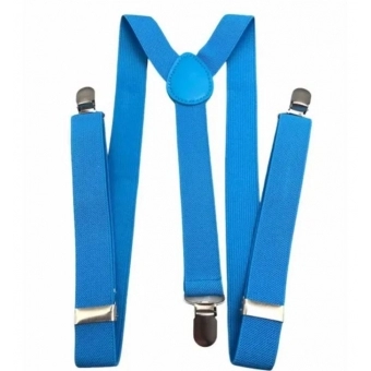 Suspensório Ajustável Adulto Liso Azul Turquesa