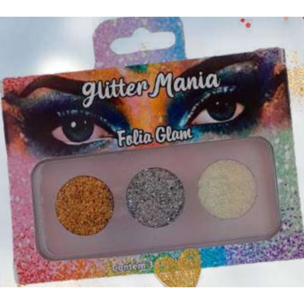 Paleta Glitter Cremoso 3 Cores Folia Glam Rostinho Pintado - Maquiagem