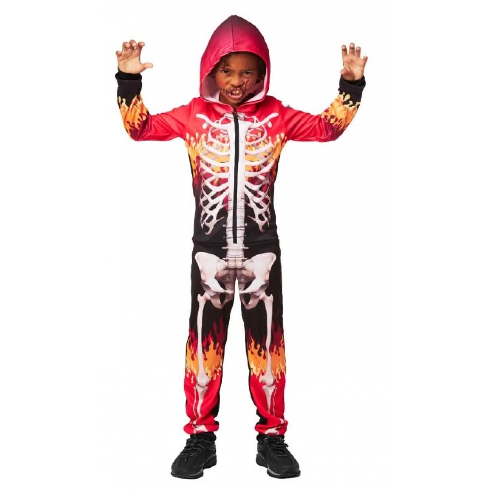 Fantasia Esqueleto Fire Skull Infantil Super - Fantasias Infantis