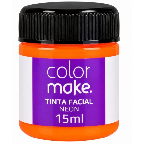 Tinta Facial Líquida 15ml Neon Laranja Colormake - Pintura facial