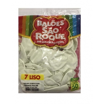 Balão 7 Liso Branco Polar c/50 São Roque