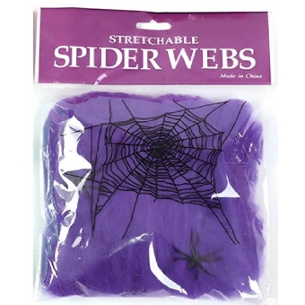 Teia de Aranha Roxa Halloween 20g Com 2 Aranhas