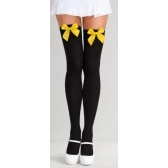 Meia 7/8 Lisa Preta Com Laço Amarelo Adulto - Acessórios para fantasia