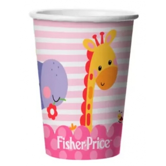 Copo de Papel 330ml Chá de Bebê Rosa Fisher Price c/8 Regina Festas