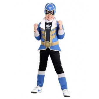 Fantasia Power Rangers Luxo Azul Infantil