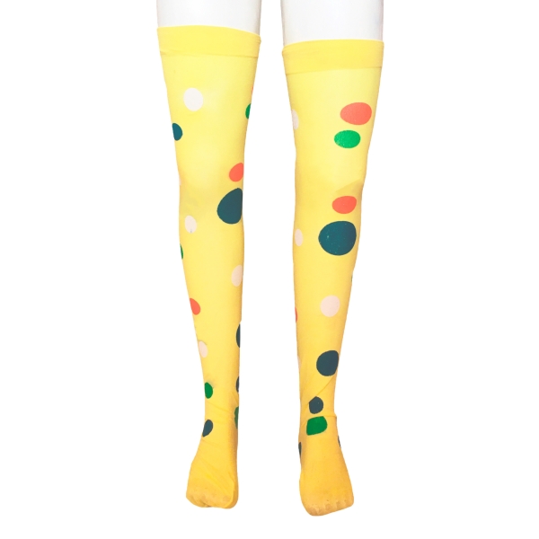 Meia 7/8 Amarela Com Bolinhas Coloridas Adulto - Acessórios para fantasia