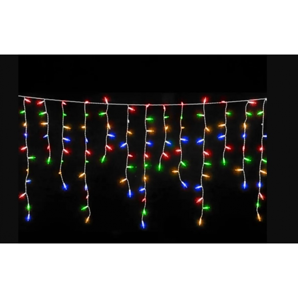 Pisca Cascata 200 Led 5 Metros 110V Colorida Fio Branco - Natal