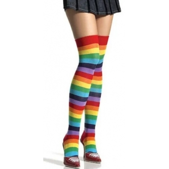 Meia 7/8 Listrada Colorida Arco - Íris Adulto