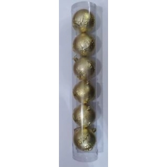 Enfeite Bola Natalina Estampada Dourada 8cm c/6
