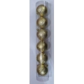 Enfeite Bola Natalina Estampada Dourada 8cm c/6 - Natal