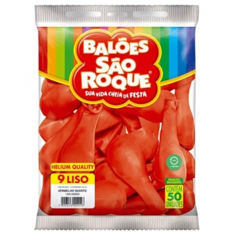 Balão 9 Liso Vermelho Quente c/50 São Roque