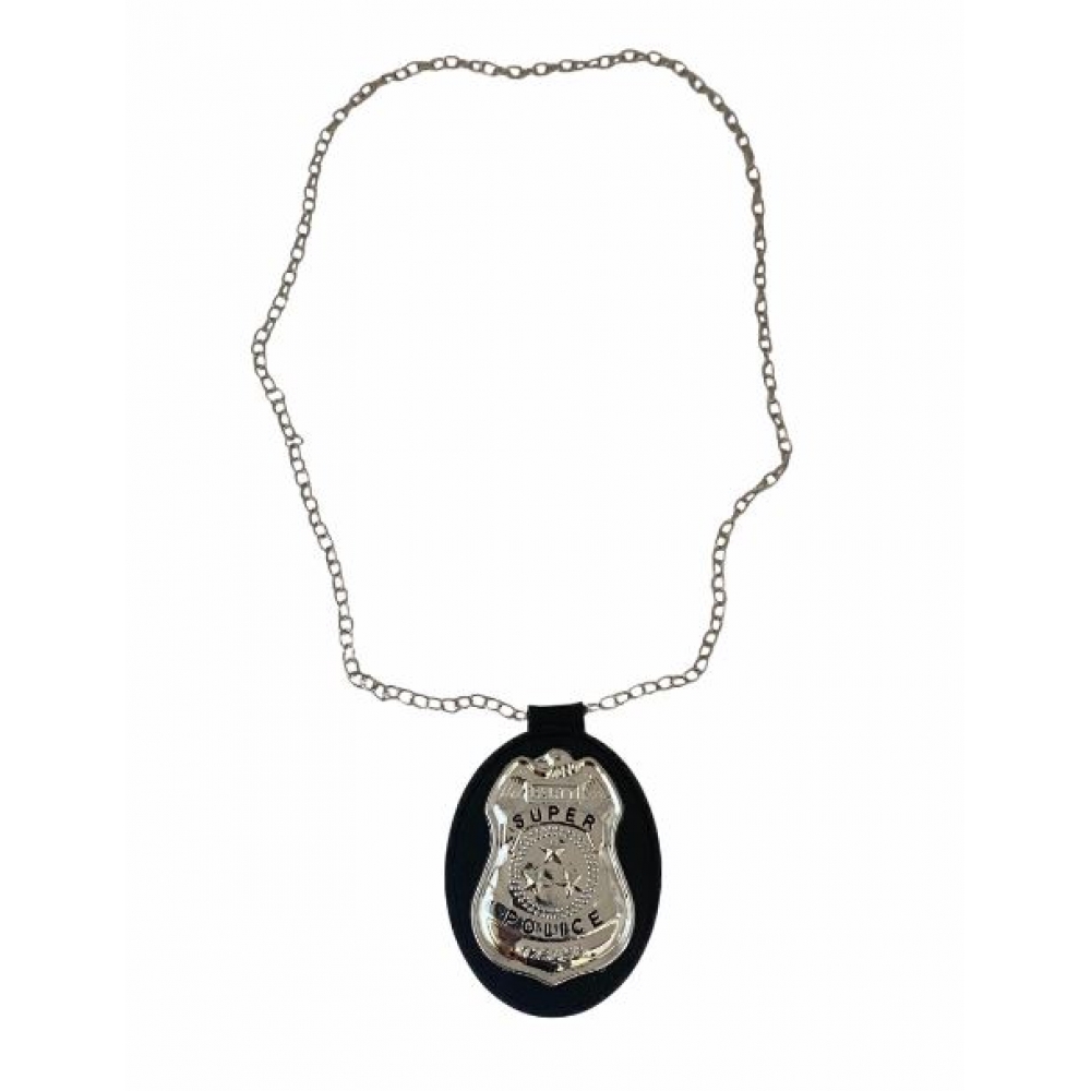 Distintivo Policial Luxo Com Corrente Para Fantasia - Acessórios para fantasia