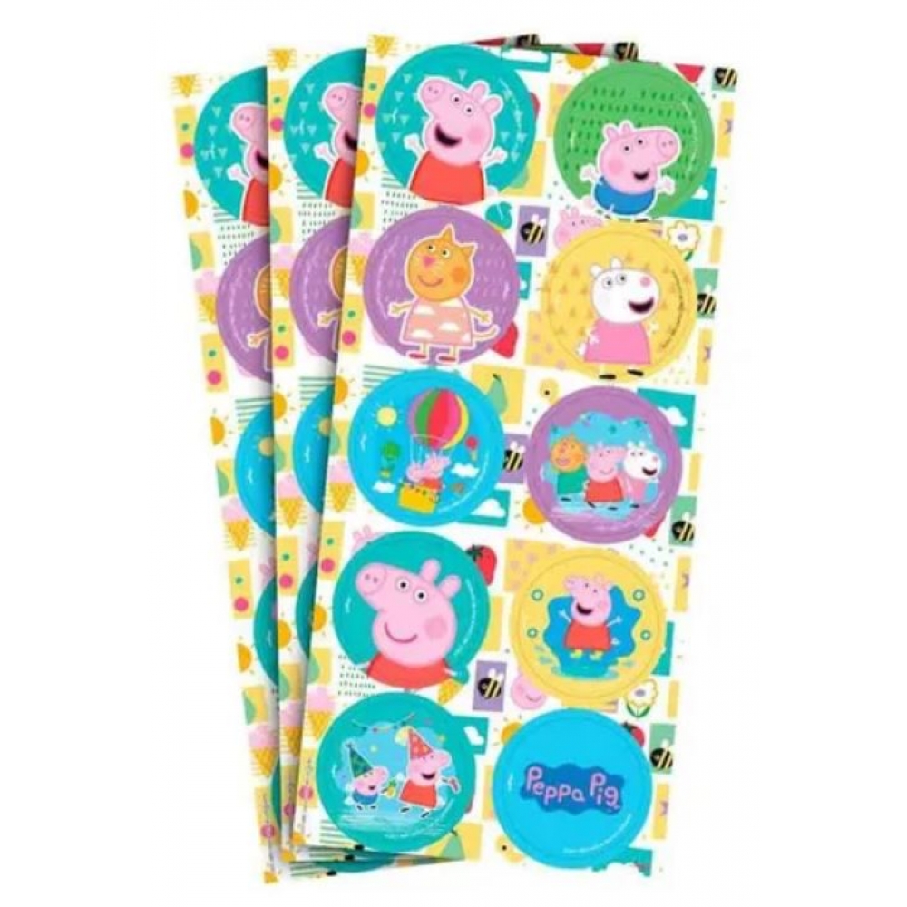 Adesivo Redondo Peppa Pig Clássica c/30 Regina Festas - Temas Infantis