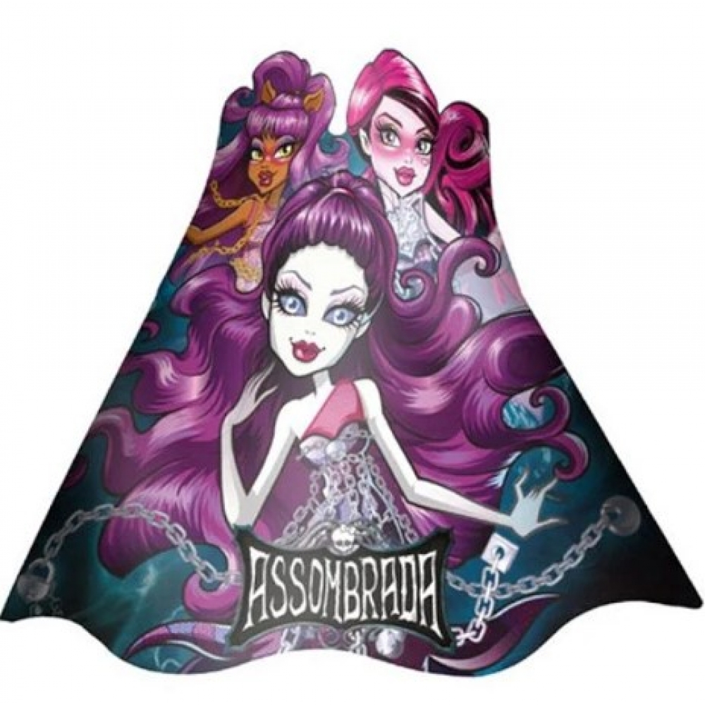 Chapéu Cone Monster High Assombrada c/8 Regina Festas - Outlet