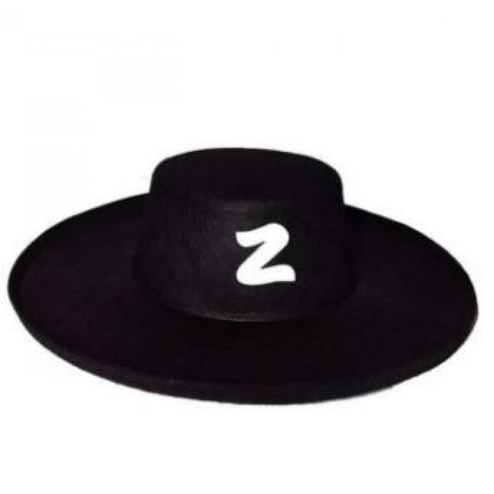 Chapéu Zorro Preto Feltro Adulto - Acessórios para fantasia