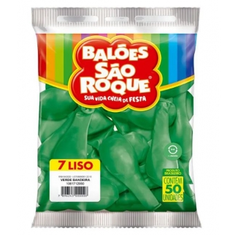 Balão 7 Liso Verde Bandeira c/50 São Roque