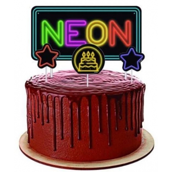 Topper Para Bolo Neon c/4 Festcolor - Temas Variados