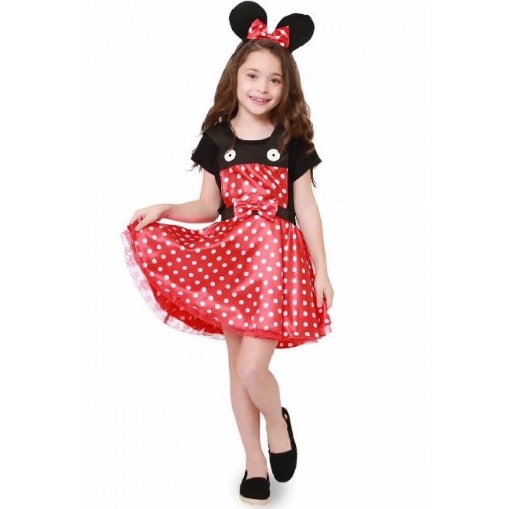 Fantasia Jardineira Ratinha Minnie Infantil Masquerade - Fantasias Infantis