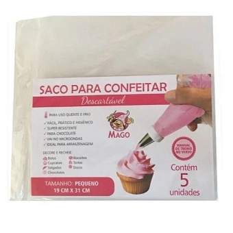 Saco Para Confeitar Descartável Pequeno c/5 Mago