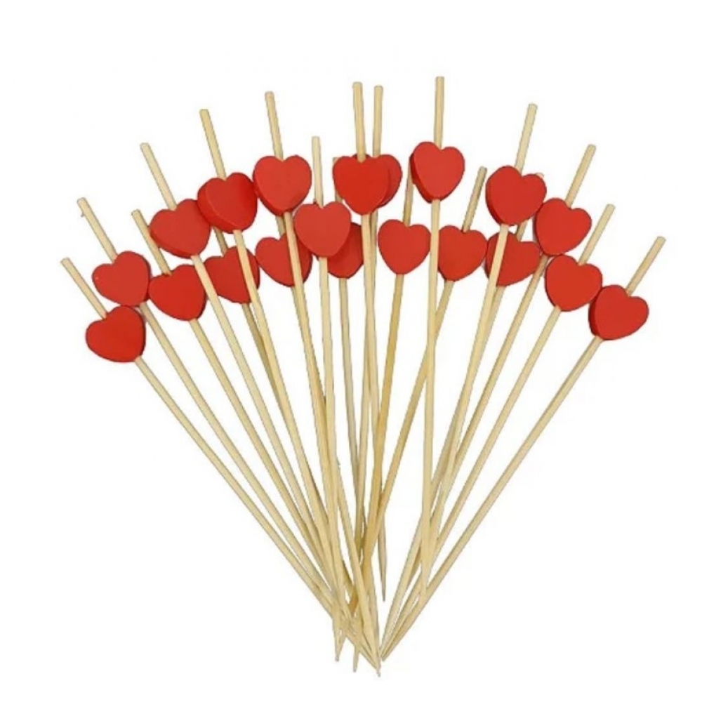 Palito Decorativo de Madeira Coração Vermelho c/20 Yoss - Embalagens