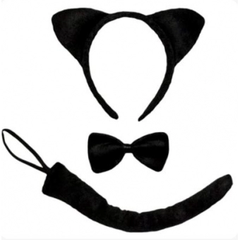 Kit Fantasia Gatinha Preta 3 Peças