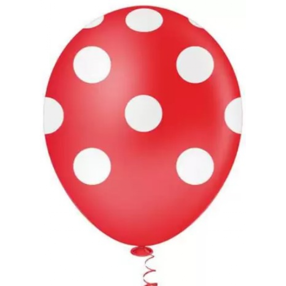 Balão 10 Bolinhas Vermelho e Branco c/25 Pic Pic - Balões