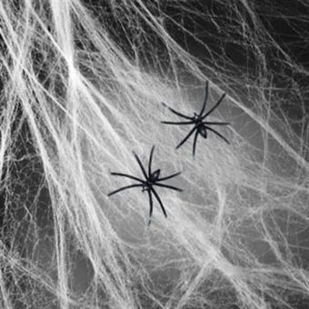 Teia de Aranha Branca Halloween 20g Com 2 Aranhas