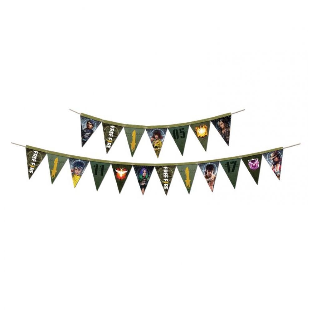 Faixa Decorativa Bandeirinhas Free Fire Festcolor - Temas Infantis
