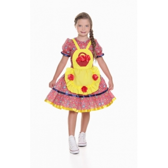 Vestido Junino Infantil Flor Vermelho