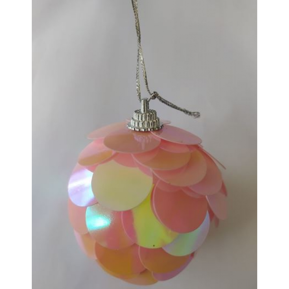 Enfeite Bola Natalina Lantejoula Rosa 6cm - Natal