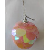 Enfeite Bola Natalina Lantejoula Rosa 6cm - Natal