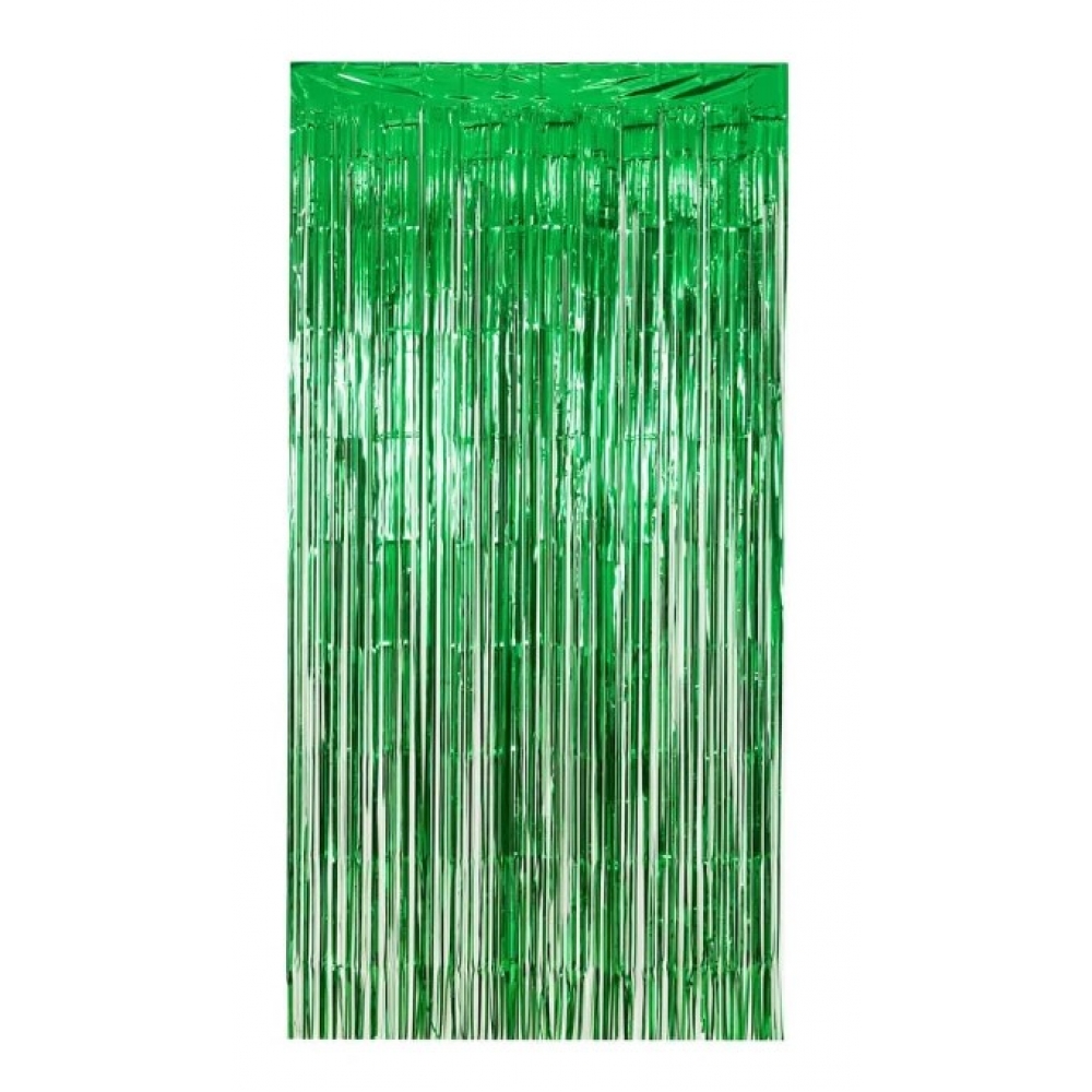 Cortina de Ráfia Metalizada Verde 1m x 2m - Decoração