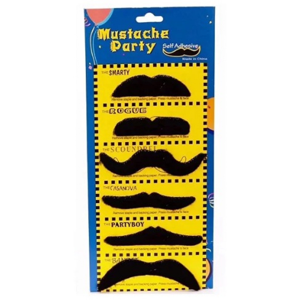 Bigode Falso Para Fantasia c/6 - Acessórios para fantasia