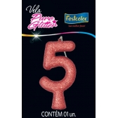 Vela Parabéns Glitter Rose Gold Festcolor - Velas