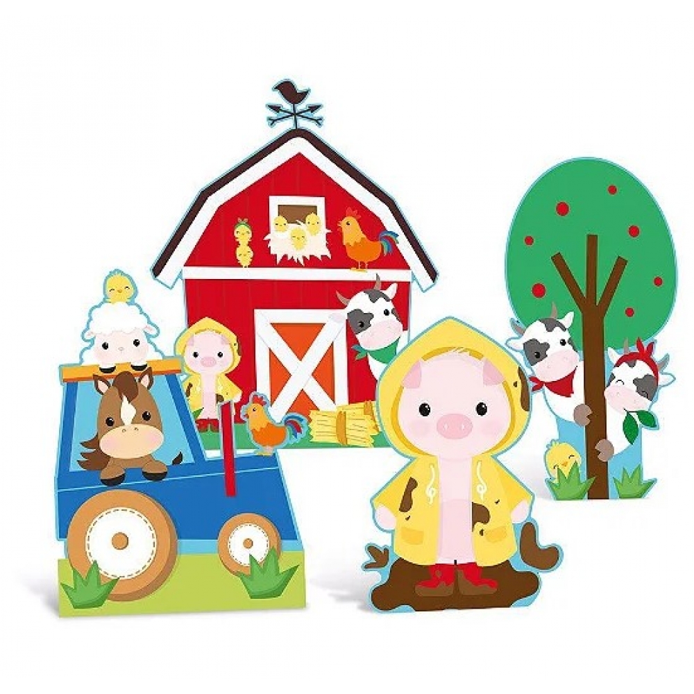Silhueta Decorativa de Mesa Fazendinha c/4 Cromus - Temas Infantis