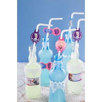 Canudo Plástico Sanfonado Branco Frozen c/30 Regina Festas